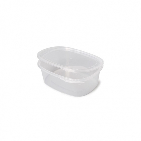 ENVASE PP OVALADO TAPA BISAGRA 250 ML.